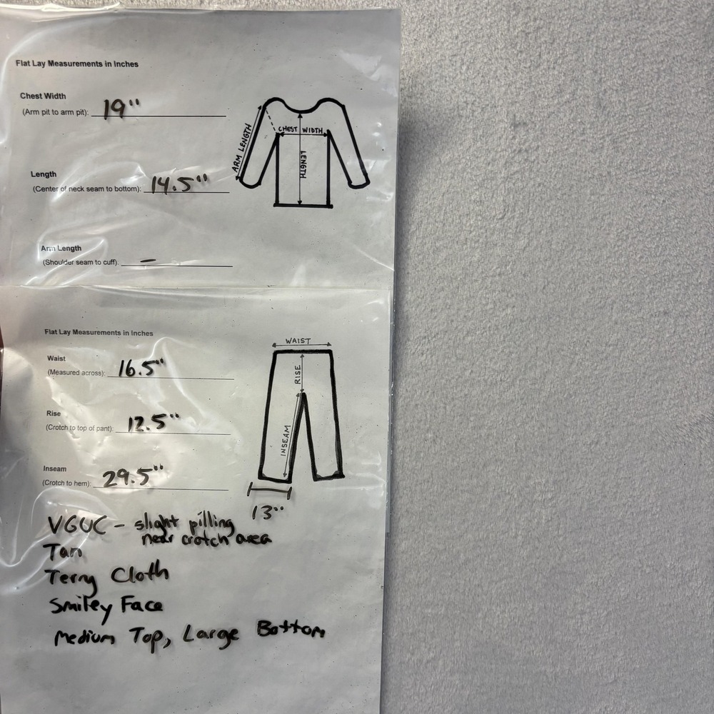 OFFLINE Aerie 2 Pc Terry Cloth Smiley Set, Medium Top, Large Pants Tan Wide Leg - Picture 6 of 14